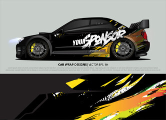 Race car wrap design vector for vehicle vinyl sticker and automotive decal livery