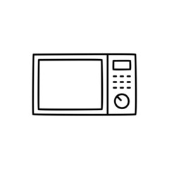 Microwave Icon in black line style icon, style isolated on white background