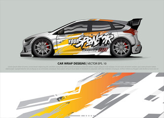 Race car wrap design vector for vehicle vinyl sticker and automotive decal livery
