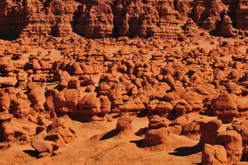 The alien-looking sandstone formations of Goblin Valley State Park, Utah, USA