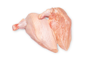 Fresh chicken meat. Two piece Chiken supreme.Isolate.