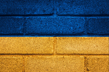 drapeau Ukraine, mur de brique