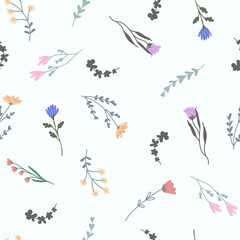 A set of flowers painted in boho style. Vector illustration.