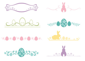 A set of Easter holiday design dividers in pastel colors
