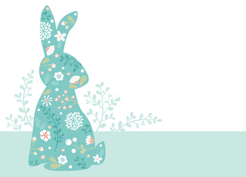 A floral pattern spring bunny shape with copy space
