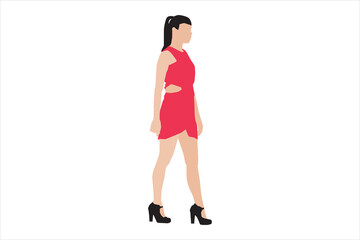 Vector illustration of elegant women walking on the sidewalk