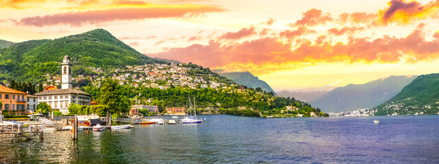 Blick auf Cernobbio am Comer See, Italien