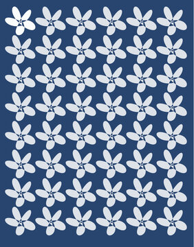 seamless pattern with white flowers and blue background 