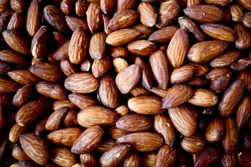 close up of a pile of almonds