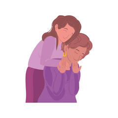 mom hugging her daughter