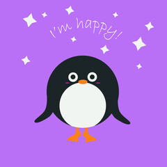 Cute round animals. Little animals with pink cheeks. Beautiful drawings for children.