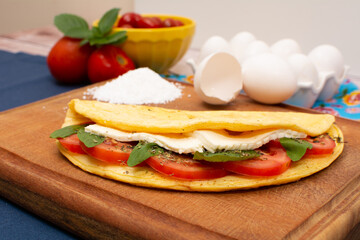 Crepioca a Brazilian cassava pancake tapioca Healthy food made from cassava flour and eggs