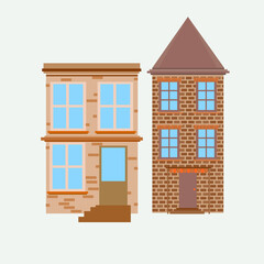 Cute stylish homes in warm hues. Beautiful brick houses.