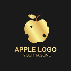 Luxury golden apple logo vector on black background