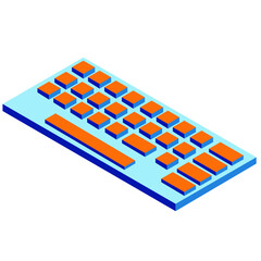 A minimalistic keyboard for the computer. Keyboard in isometric 2D style.