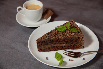 chocolate cake and coffee