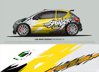 Racing car wrap design vector for vehicle vinyl sticker and automotive decal livery
