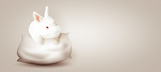Easter rabbit with medical mask at epidemic time