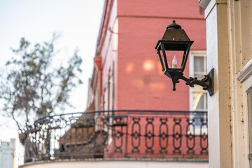 Beautiful gas street light in the French Quarter, in New Orleans.