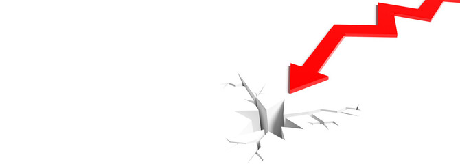 Econimical crisis concept. Spread in the world, economy is down. 3d illustration