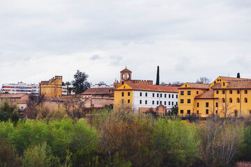 View from the Guadalquivir River from the Roman Bridge in Cordoba, Spain