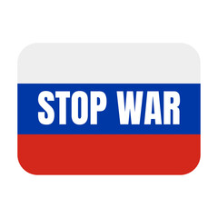 Stop war with russian flag symbol icon