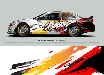 Car wrap decal design vector. abstract Graphic background kit designs for vehicle, race car, rally, livery, sport car