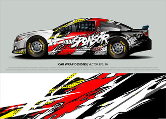 Racing car wrap design vector for vehicle vinyl sticker and automotive decal livery