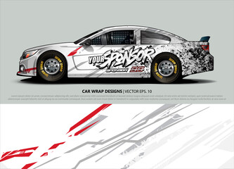 Racing car wrap design vector for vehicle vinyl sticker and automotive decal livery