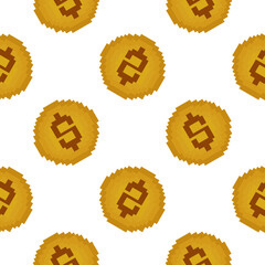 coin seamless pattern with dollar symbol in pixel style on white background