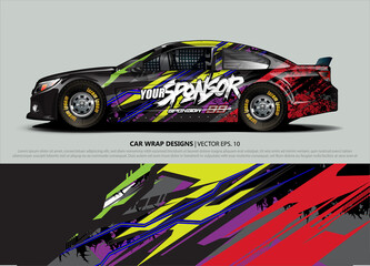 Car wrap decal design vector. abstract Graphic background kit designs for vehicle, race car, rally, livery, sport car