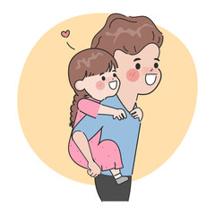 Hand drawn international day of families with father and daughter character.