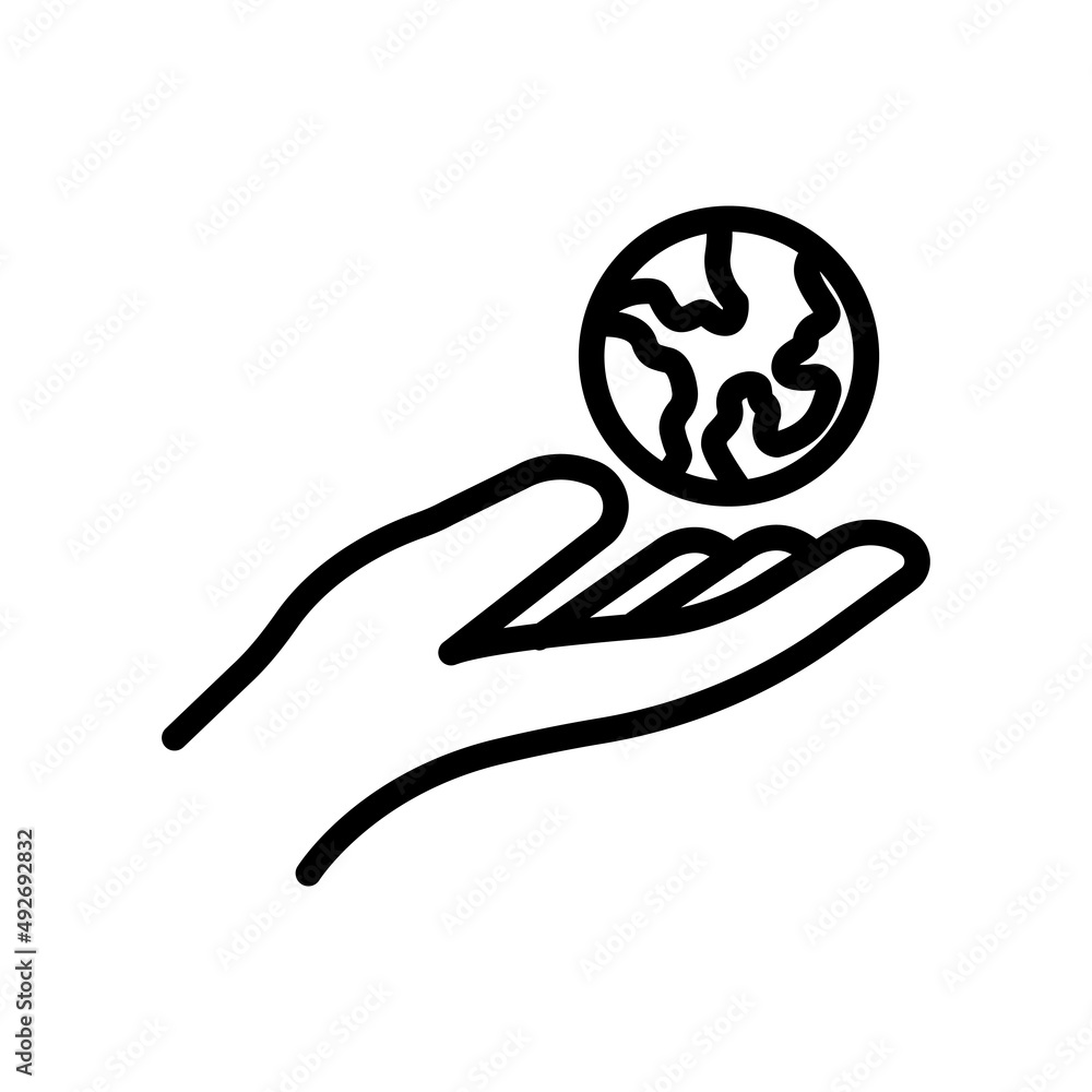 Poster hand icon with earth. line icon style. suitable for earth day icon. simple design editable. design t