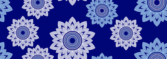 seamless pattern of african textile art, sunflower circle abstract image and background, fashion artwork for print, vector file eps10.