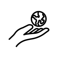 Hand icon with earth. line icon style. suitable for earth day icon. simple design editable. Design template vector