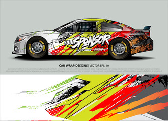 Car wrap decal design vector. abstract Graphic background kit designs for vehicle, race car, rally, livery, sport car
