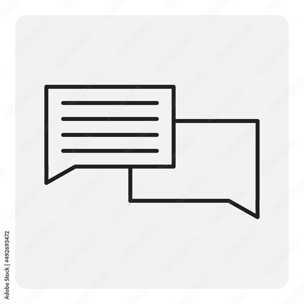 Poster flat button with message dialog. business icon. hand group. dialog, chat speech bubble. vector illus