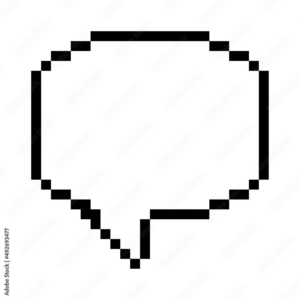 Aufkleber retro pixel message. 8 bit style pixel art background. digital space. dialog, chat speech bubble. ve
