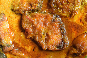 Rohu fish (labeo rohita) kalia - a spicy delicious Indian Bengali's favourite fish dish. It is widely available in south east Asian countries including eastern India, Bangladesh, Nepal.