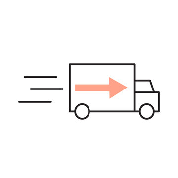 Delivery car arrow. Gift box icon. Express delivery icon. Vector illustration. stock image.