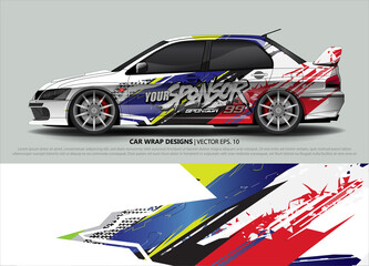Car wrap decal design vector. abstract Graphic background kit designs for vehicle, race car, rally, livery, sport car