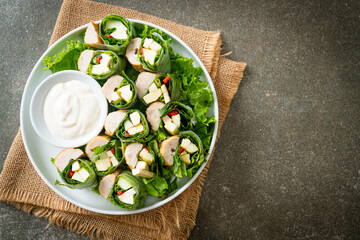 vegetables wrap or salad rolls with creamy salad sauce