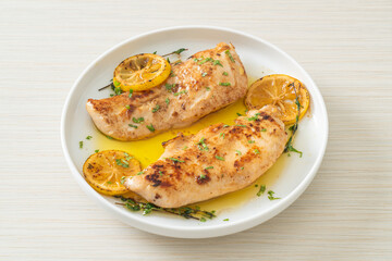 grilled chicken with butter, lemon and garlic