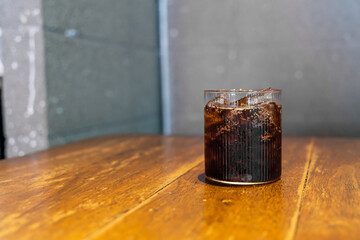 ice cola glass on table