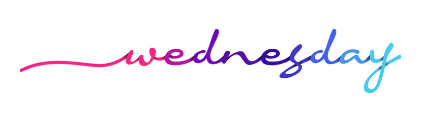 Wednesday Hand Writing Colorful Lettering Calligraphy Isolated on White Background. Days of the Week