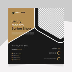 Modern Barber shop and men grooming content ideas hair cut square social media post banner template.