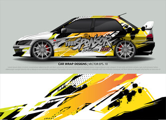 Car wrap decal design vector. abstract Graphic background kit designs for vehicle, race car, rally, livery, sport car