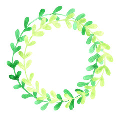Green ivy wreath watercolor for decoration on spring garden and nature concept.