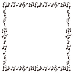 frame of simple musical notes（Black and white illustration ）シンプルな音符の白黒イラストフレーム　