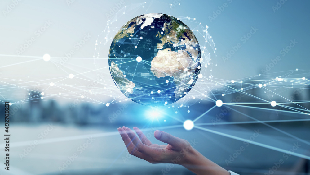 Aufkleber Global communication network concept. Digital transformation.